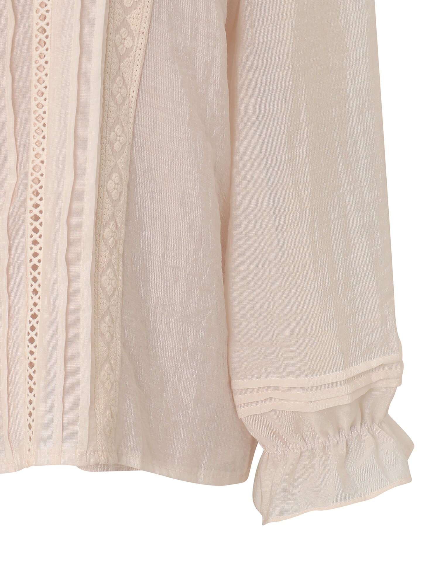 자카드 프릴넥 블라우스 (PINK)