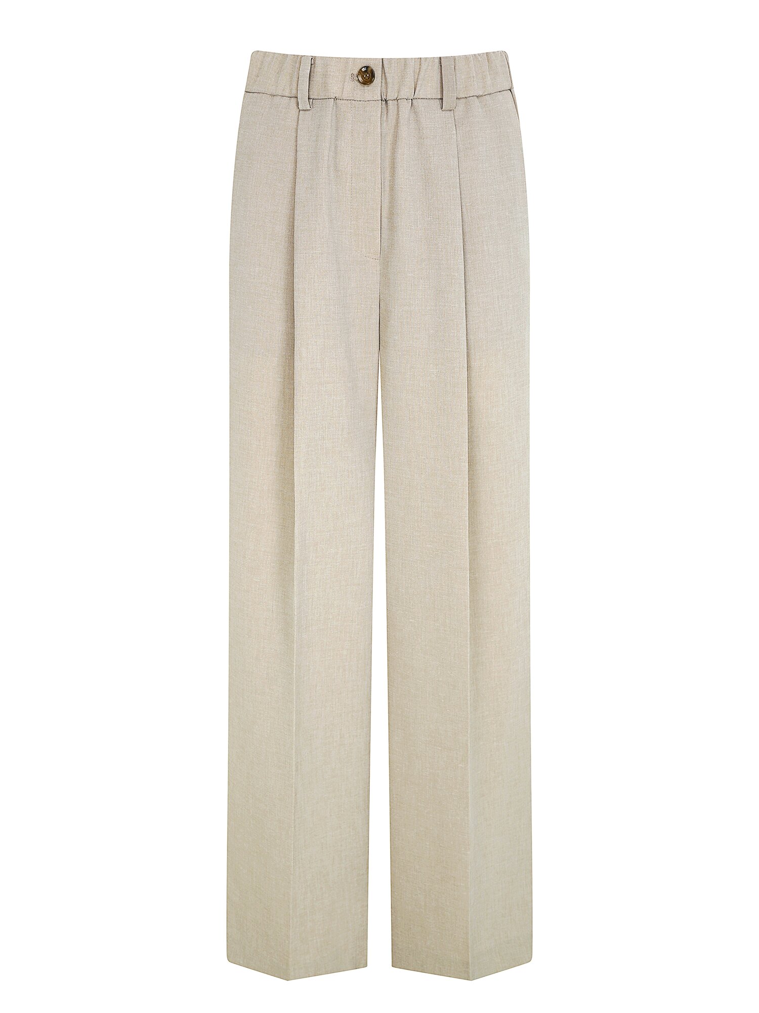 버튼 원턱 밴딩 와이드 팬츠 (BEIGE)