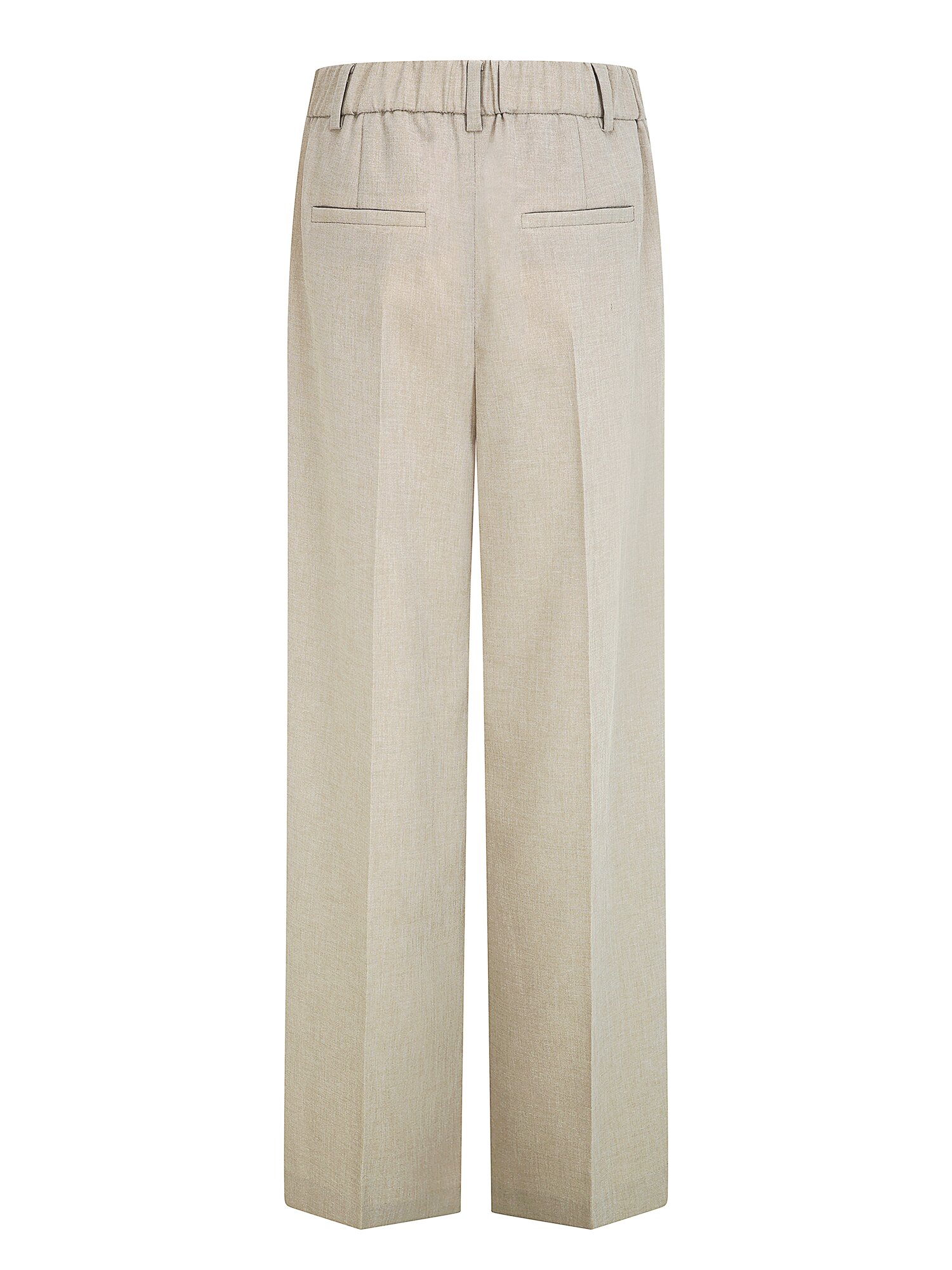 버튼 원턱 밴딩 와이드 팬츠 (BEIGE)