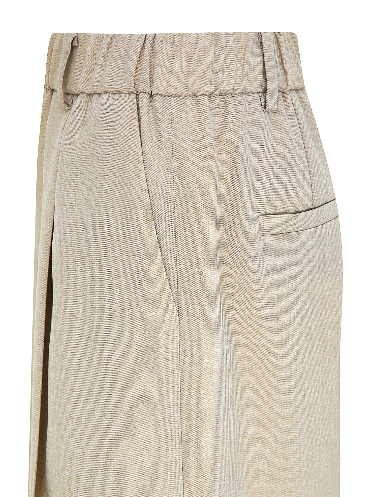 버튼 원턱 밴딩 와이드 팬츠 (BEIGE)