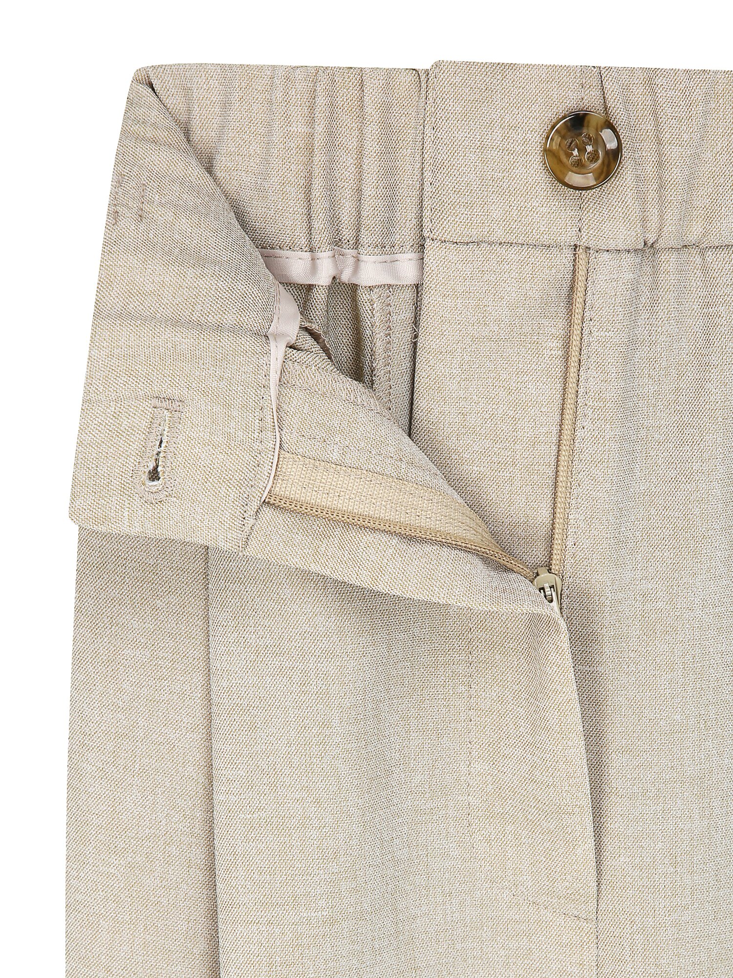 버튼 원턱 밴딩 와이드 팬츠 (BEIGE)