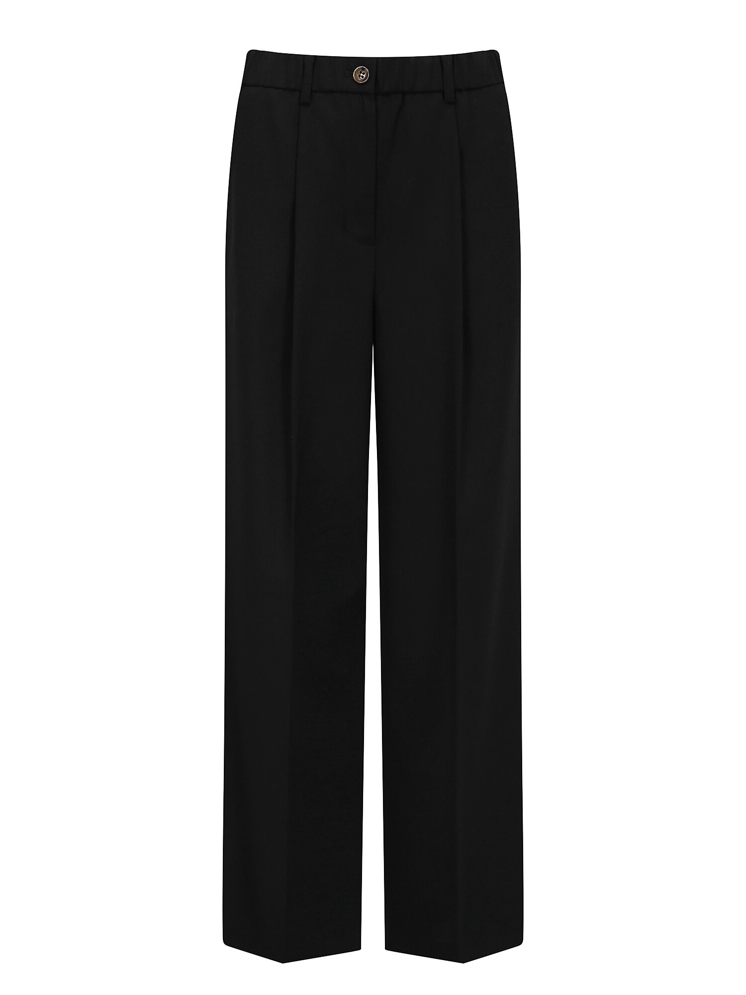 버튼 원턱 밴딩 와이드 팬츠 (BLACK)