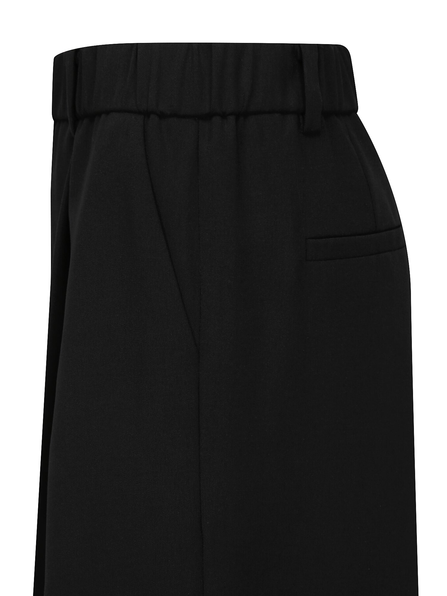 버튼 원턱 밴딩 와이드 팬츠 (BLACK)