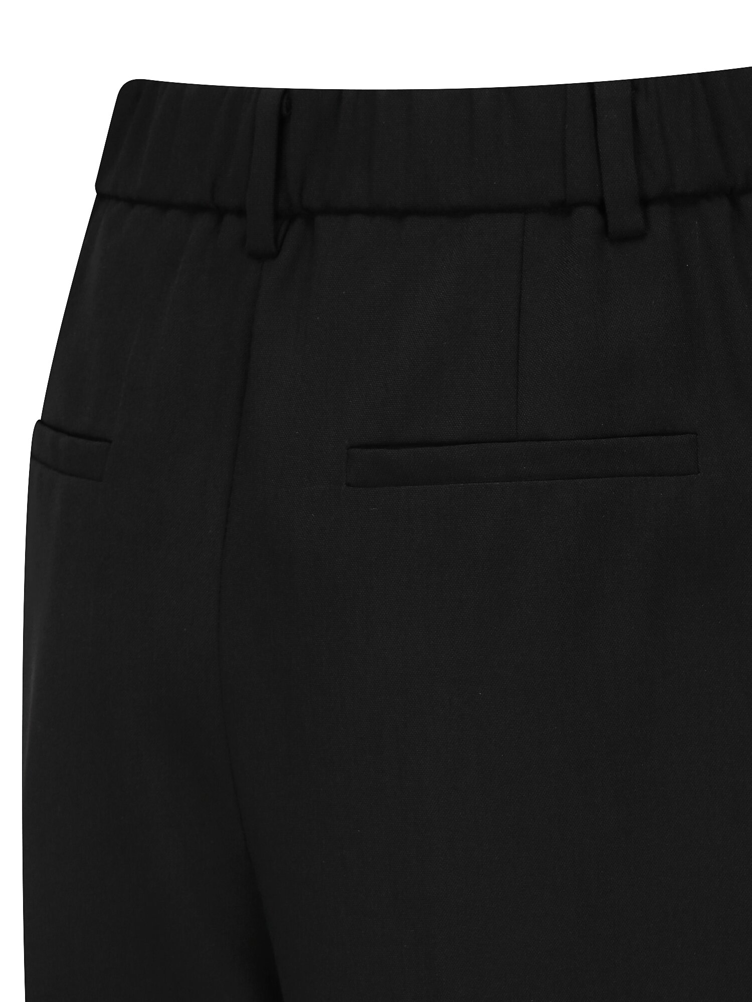 버튼 원턱 밴딩 와이드 팬츠 (BLACK)