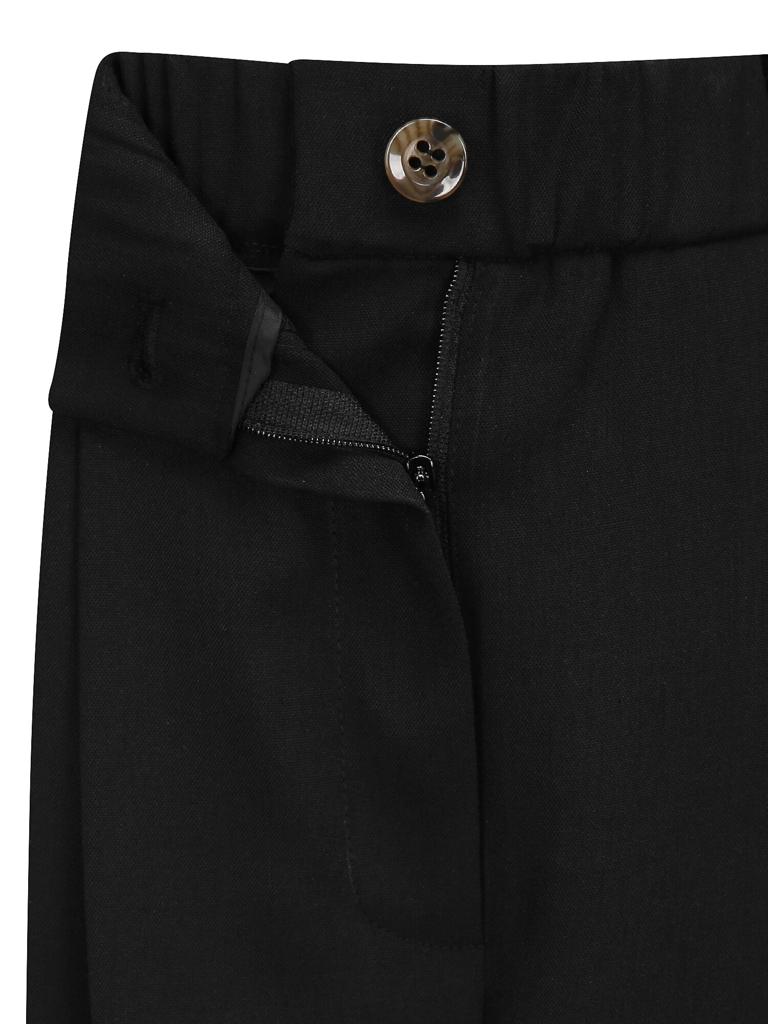 버튼 원턱 밴딩 와이드 팬츠 (BLACK)