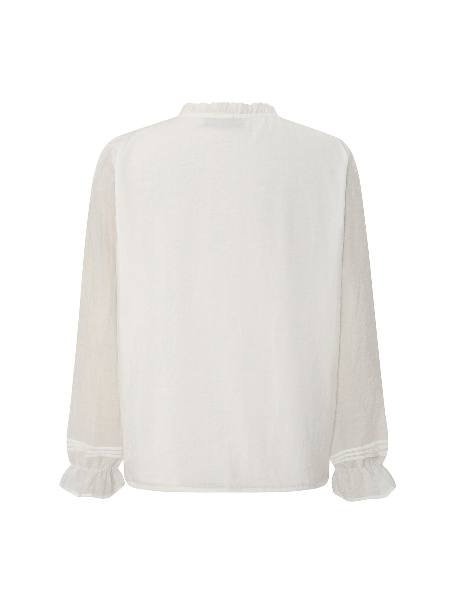 자카드 프릴넥 블라우스 (WHITE)