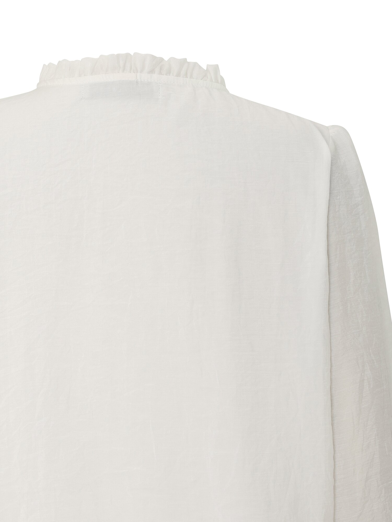 자카드 프릴넥 블라우스 (WHITE)