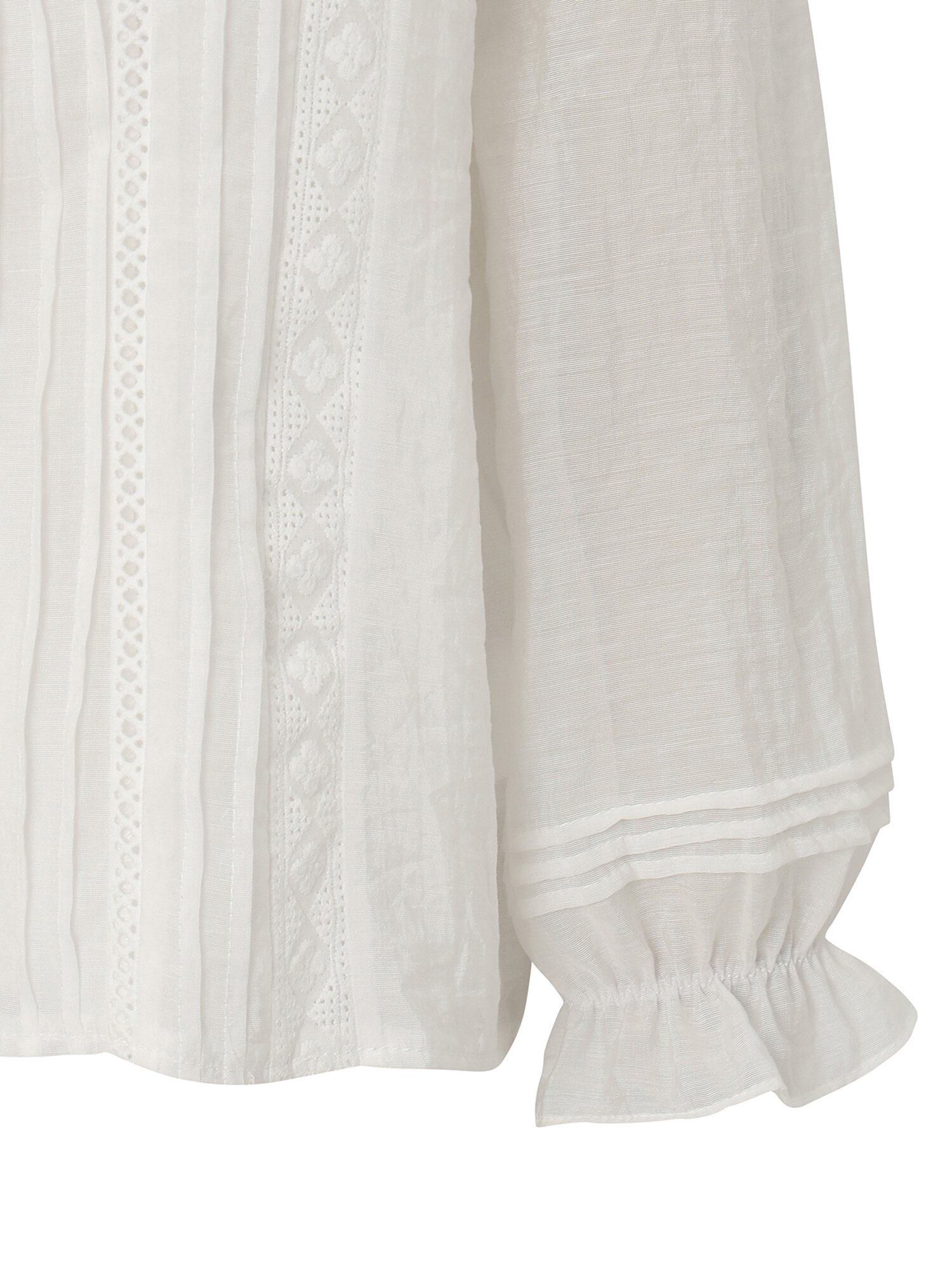 자카드 프릴넥 블라우스 (WHITE)