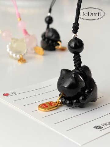 데데리트 행운 은요석 로즈쿼츠 흑요석 고양이 조랑말 원석 액막이 키링 열쇠고리 폰줄 부적 합격 응원 생일 친구 커플 선물