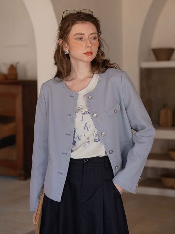 DA_Crimped crew neck jacket_2color