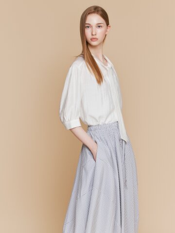 루즈핏 링클 타이넥 블라우스 