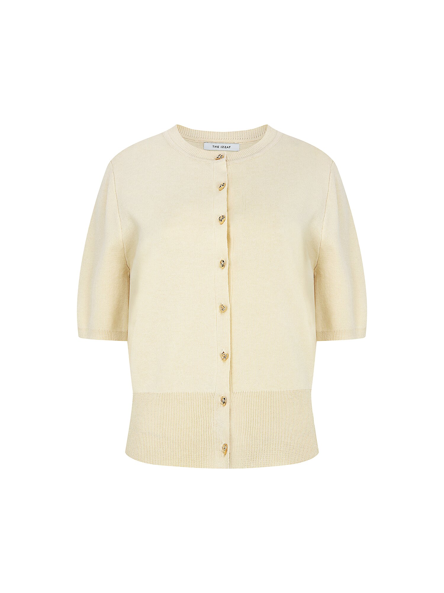 린넨 메탈 버튼 라운드넥 가디건 (CREAM)