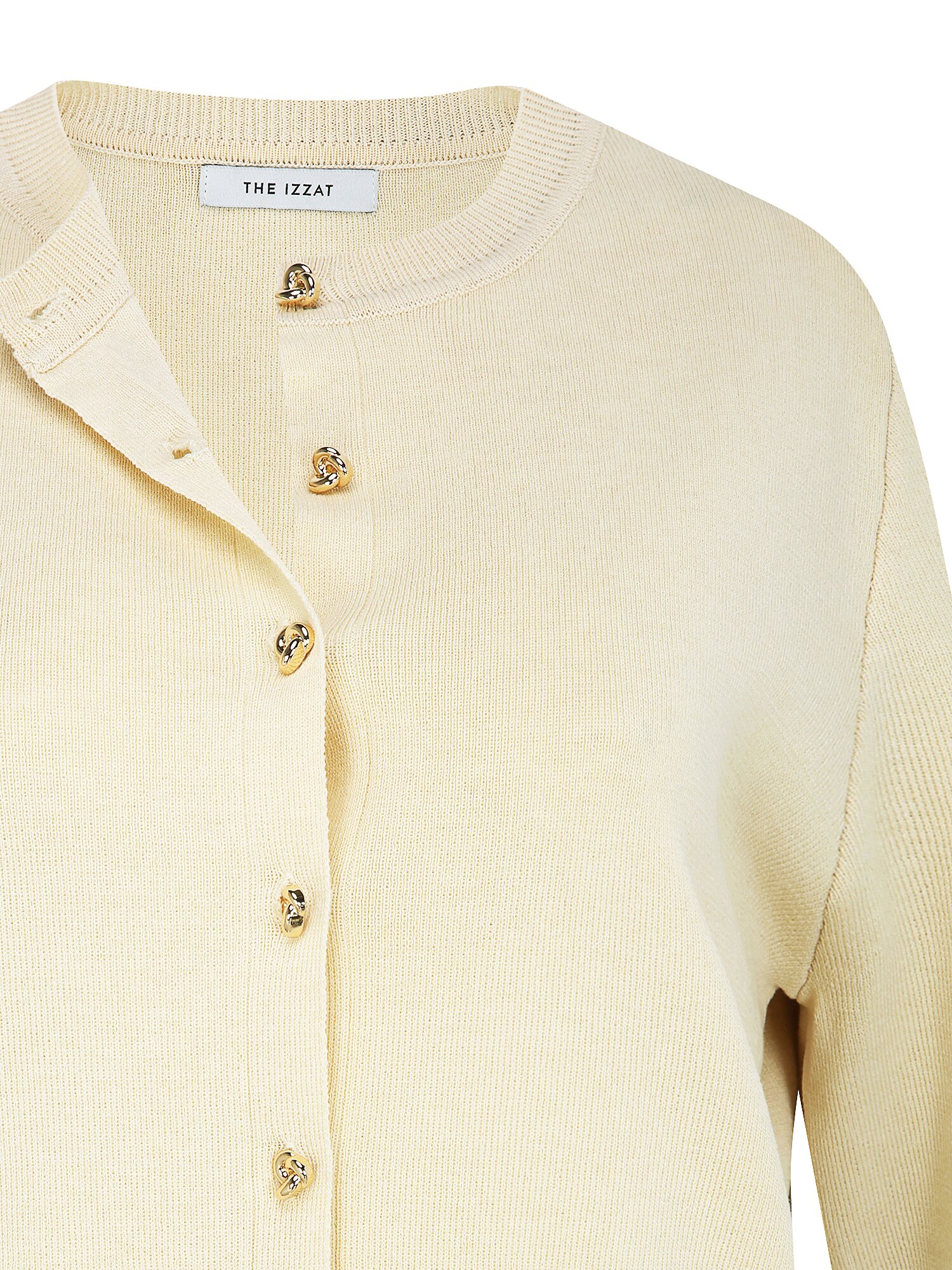 린넨 메탈 버튼 라운드넥 가디건 (CREAM)