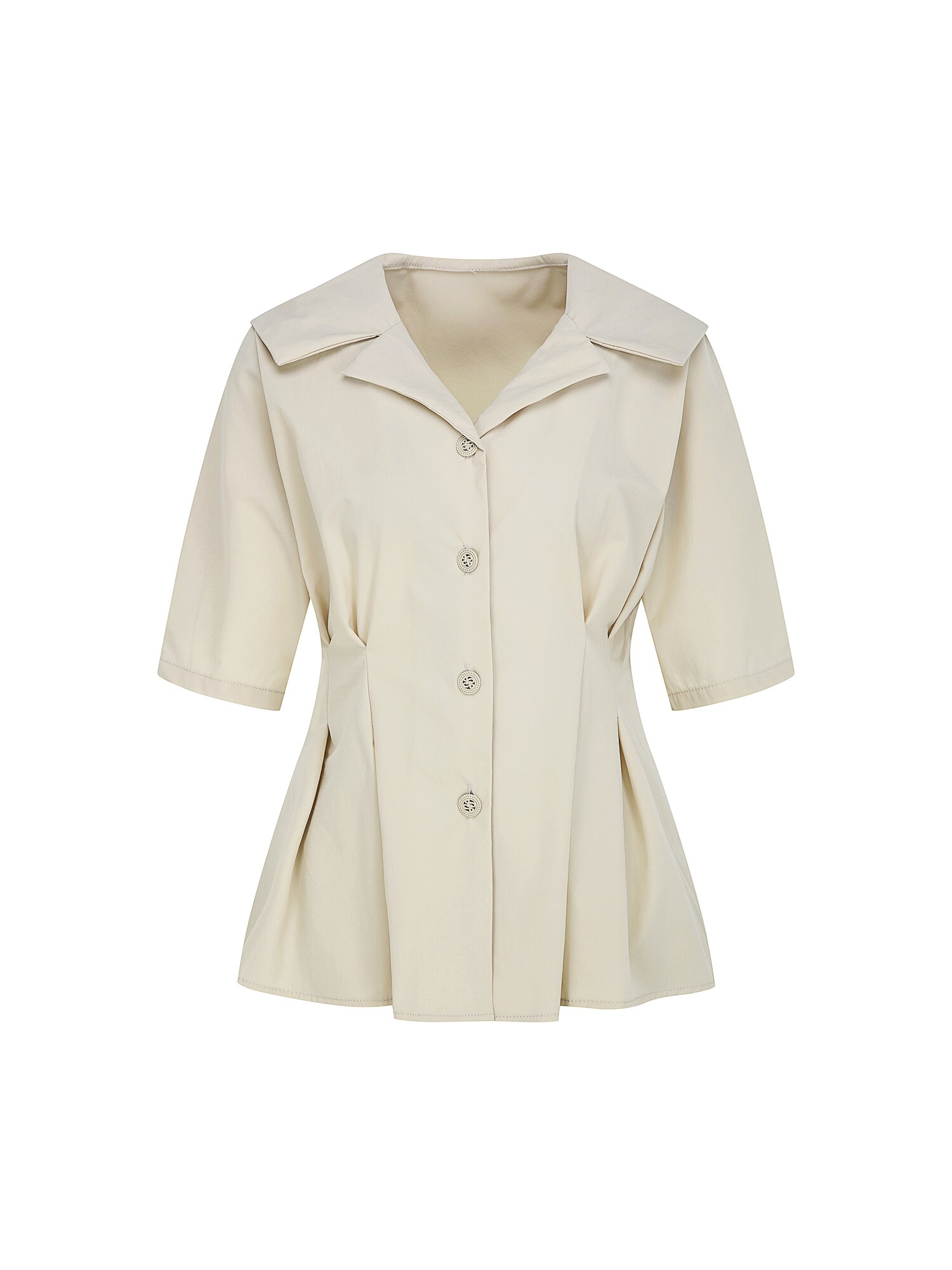 오픈 세일러 칼라 블라우스 (BEIGE)