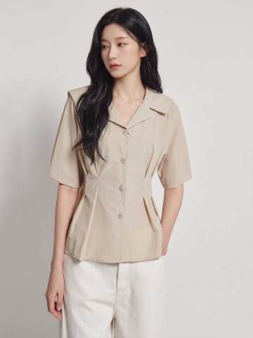 오픈 세일러 칼라 블라우스 