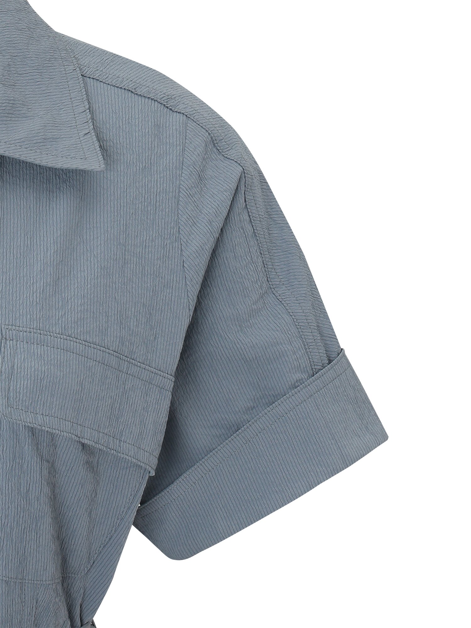 벨티드 셔링 플레어 원피스 (BLUE)