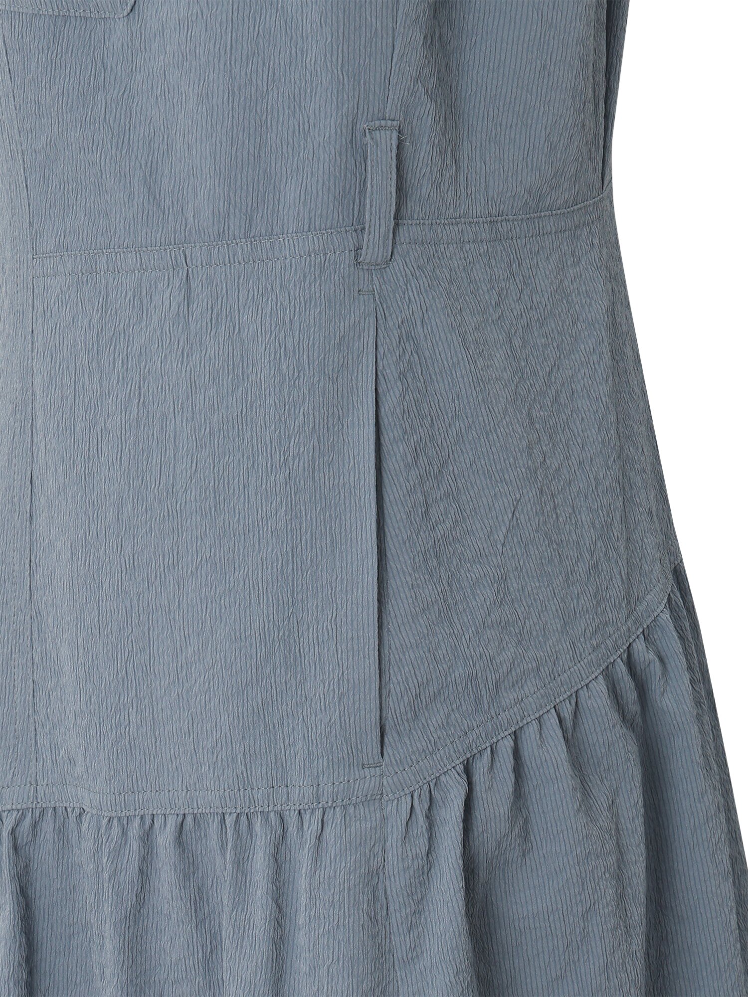 벨티드 셔링 플레어 원피스 (BLUE)