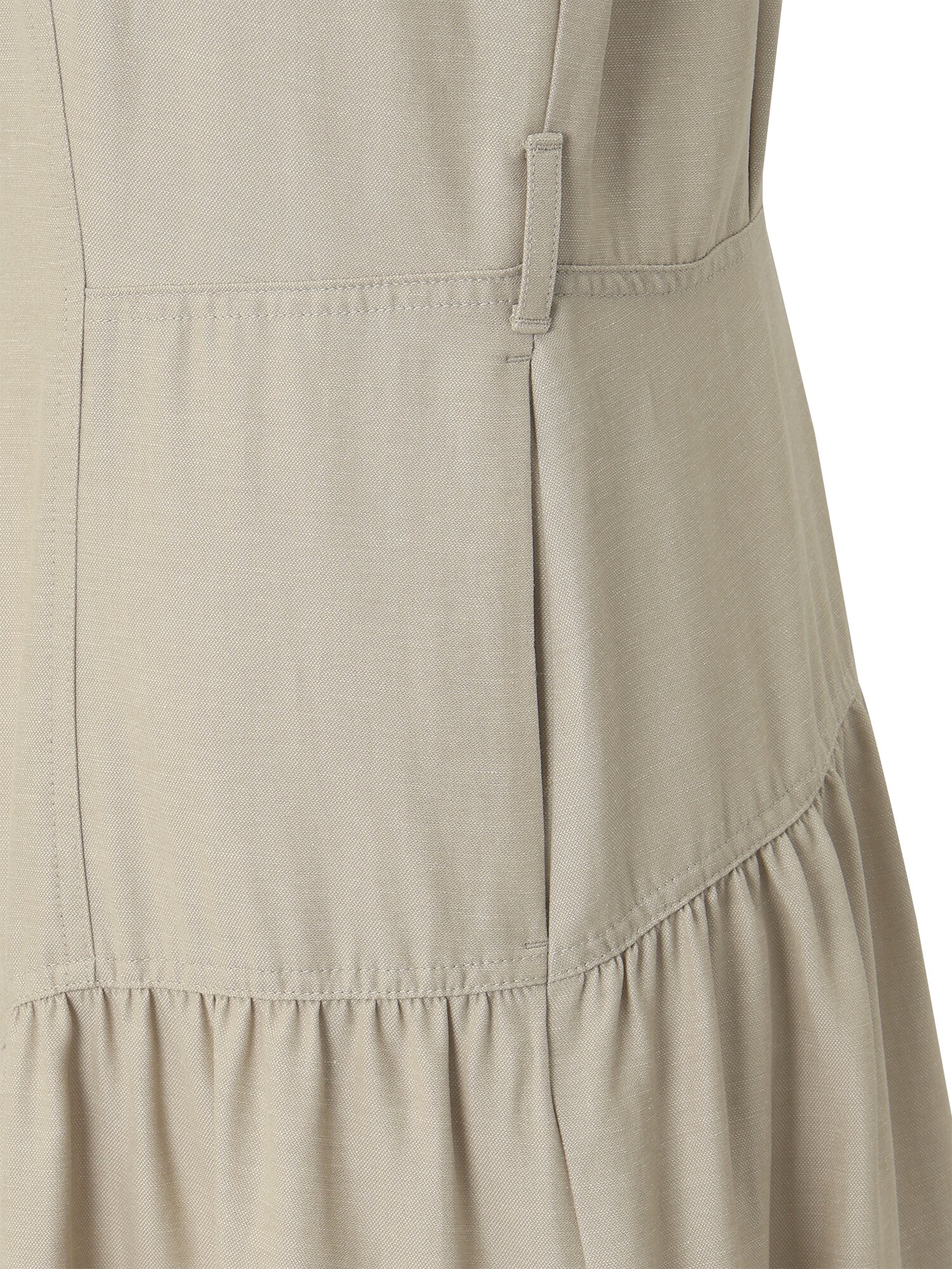 벨티드 셔링 오픈칼라 원피스 (BEIGE)