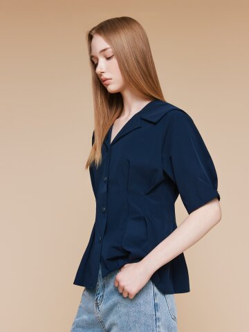 오픈 세일러 칼라 블라우스 