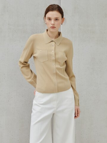 클래식 폴로 리브 니트 풀오버 