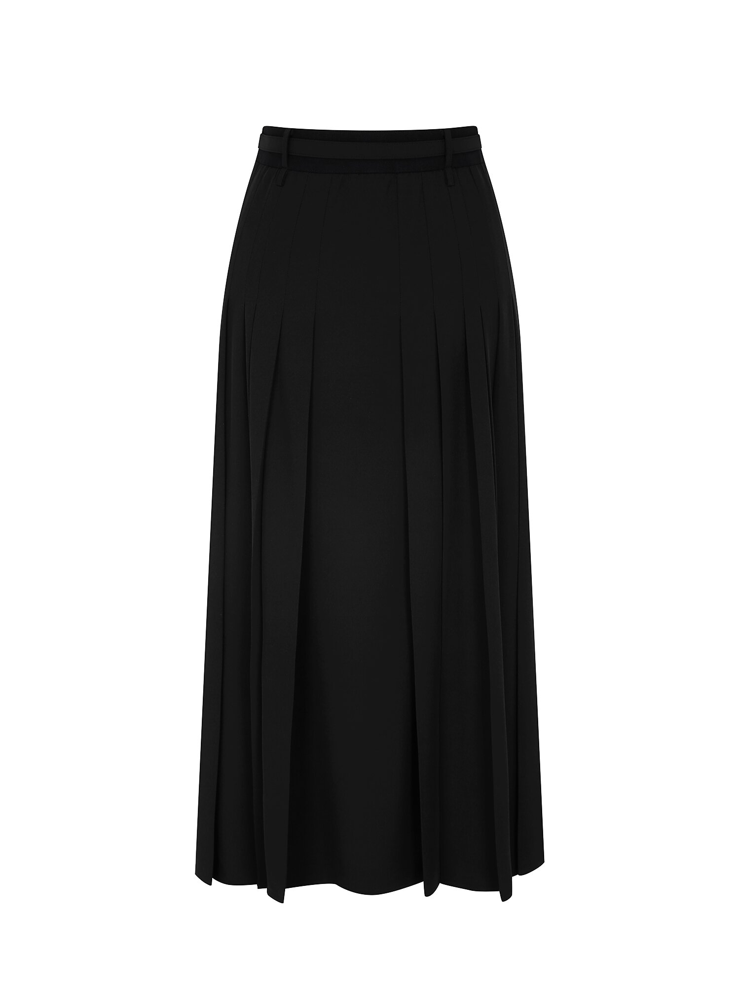 벨티드 백 밴딩 플리츠 스커트 (BLACK)