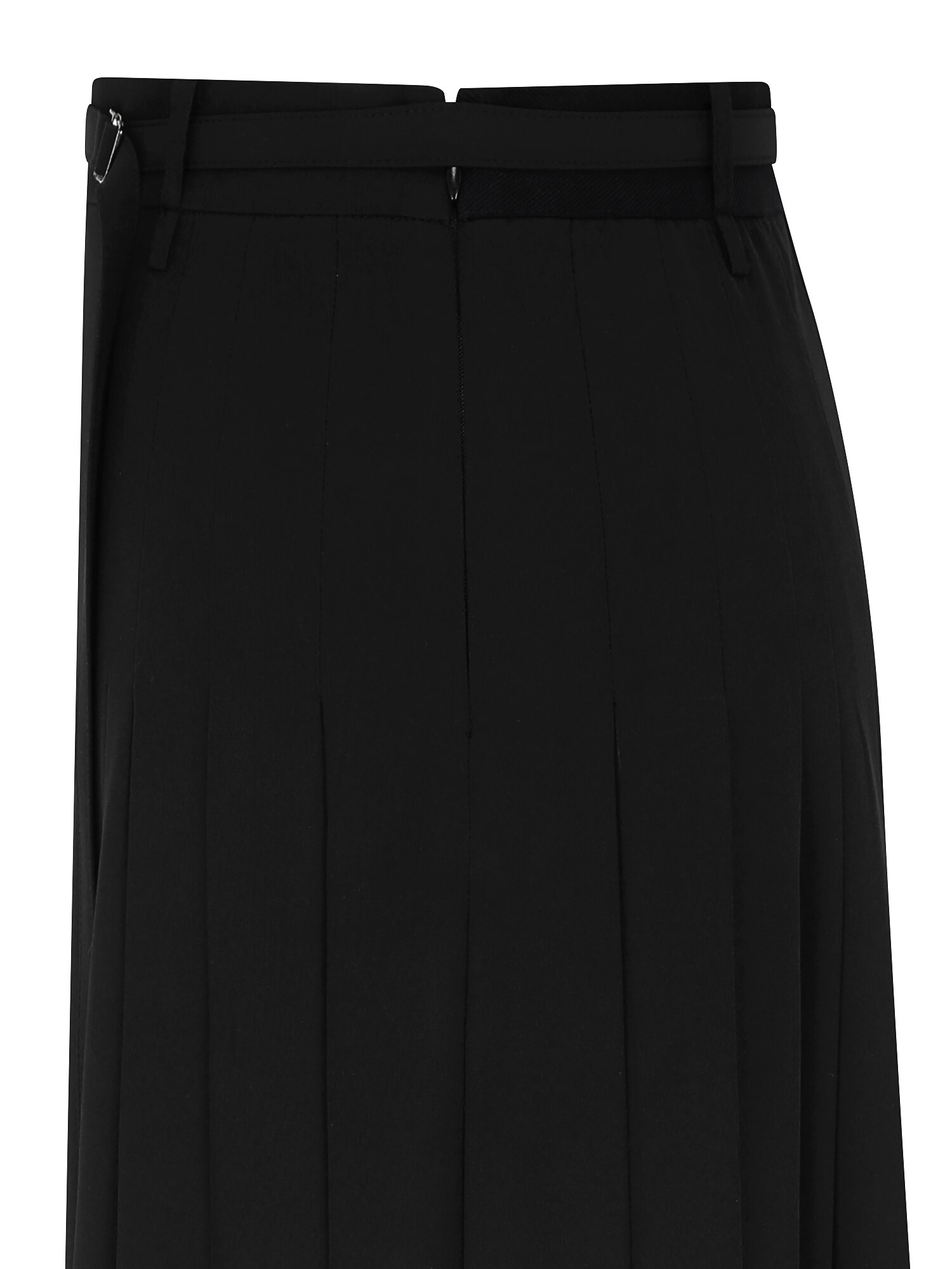벨티드 백 밴딩 플리츠 스커트 (BLACK)