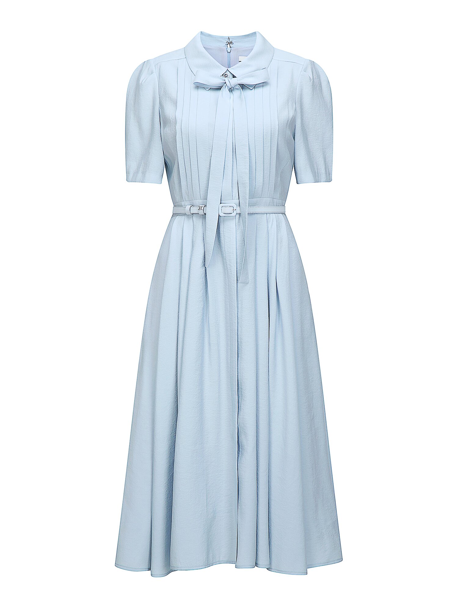 타이 핀턱 플레어 셔츠 원피스 (SKY BLUE)