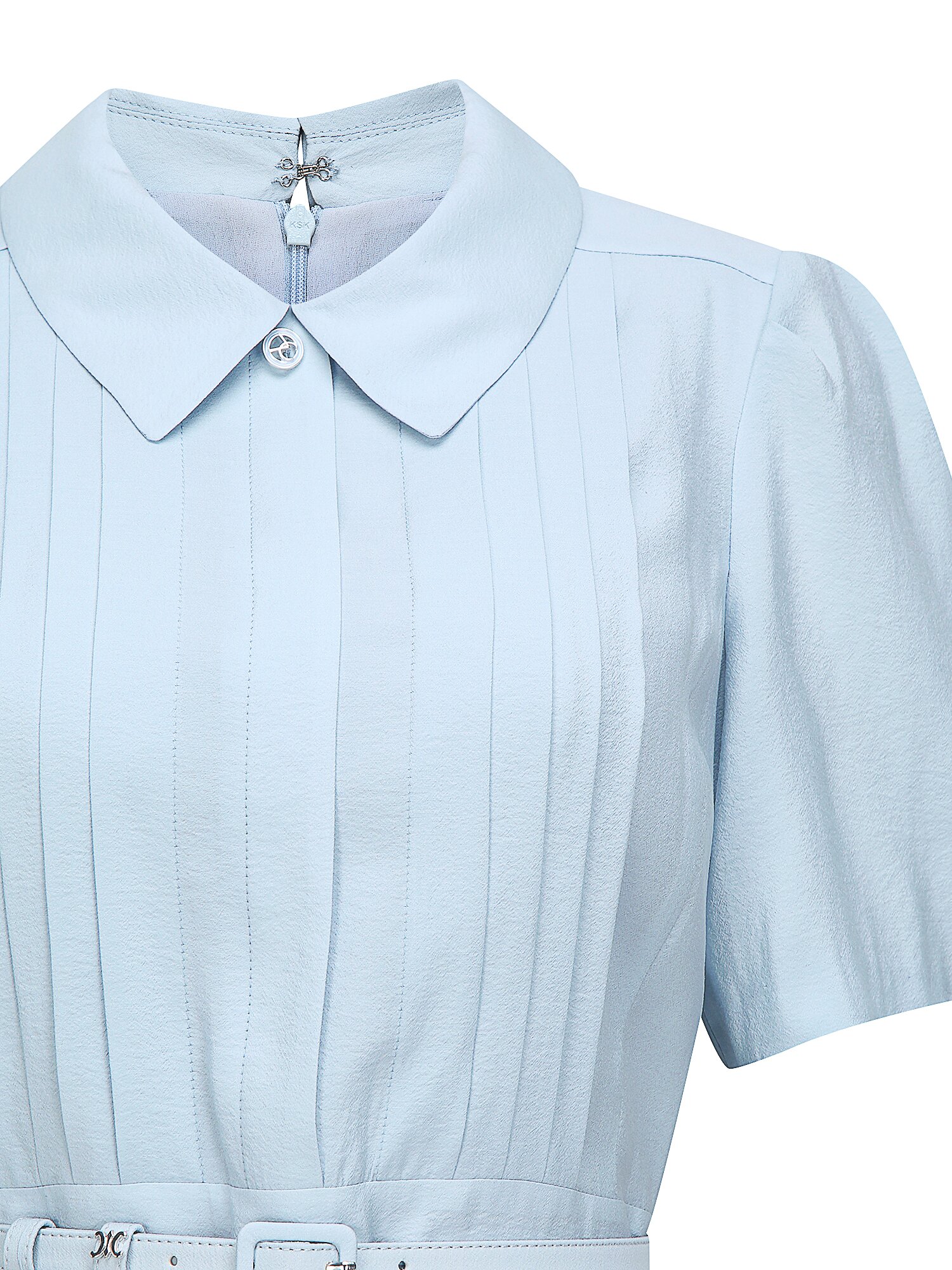 타이 핀턱 플레어 셔츠 원피스 (SKY BLUE)