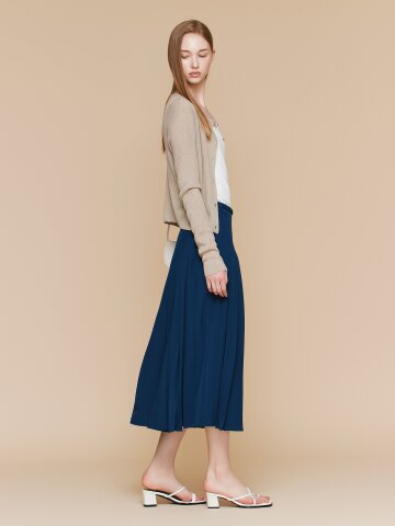 벨티드 백 밴딩 플리츠 스커트 