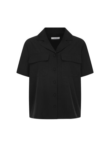 아웃 포켓 오픈 칼라 블라우스 