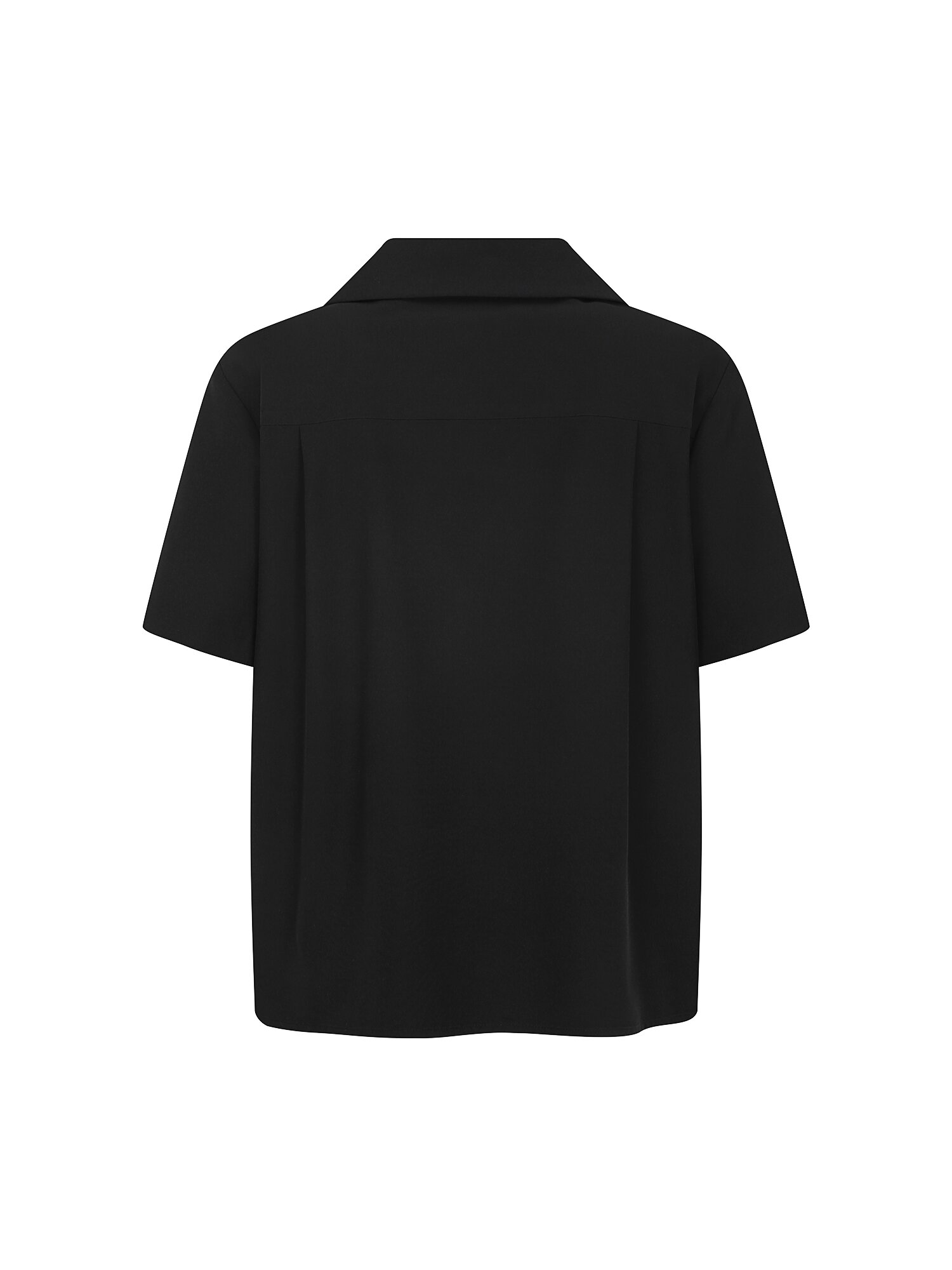 아웃 포켓 오픈 칼라 블라우스 (BLACK)