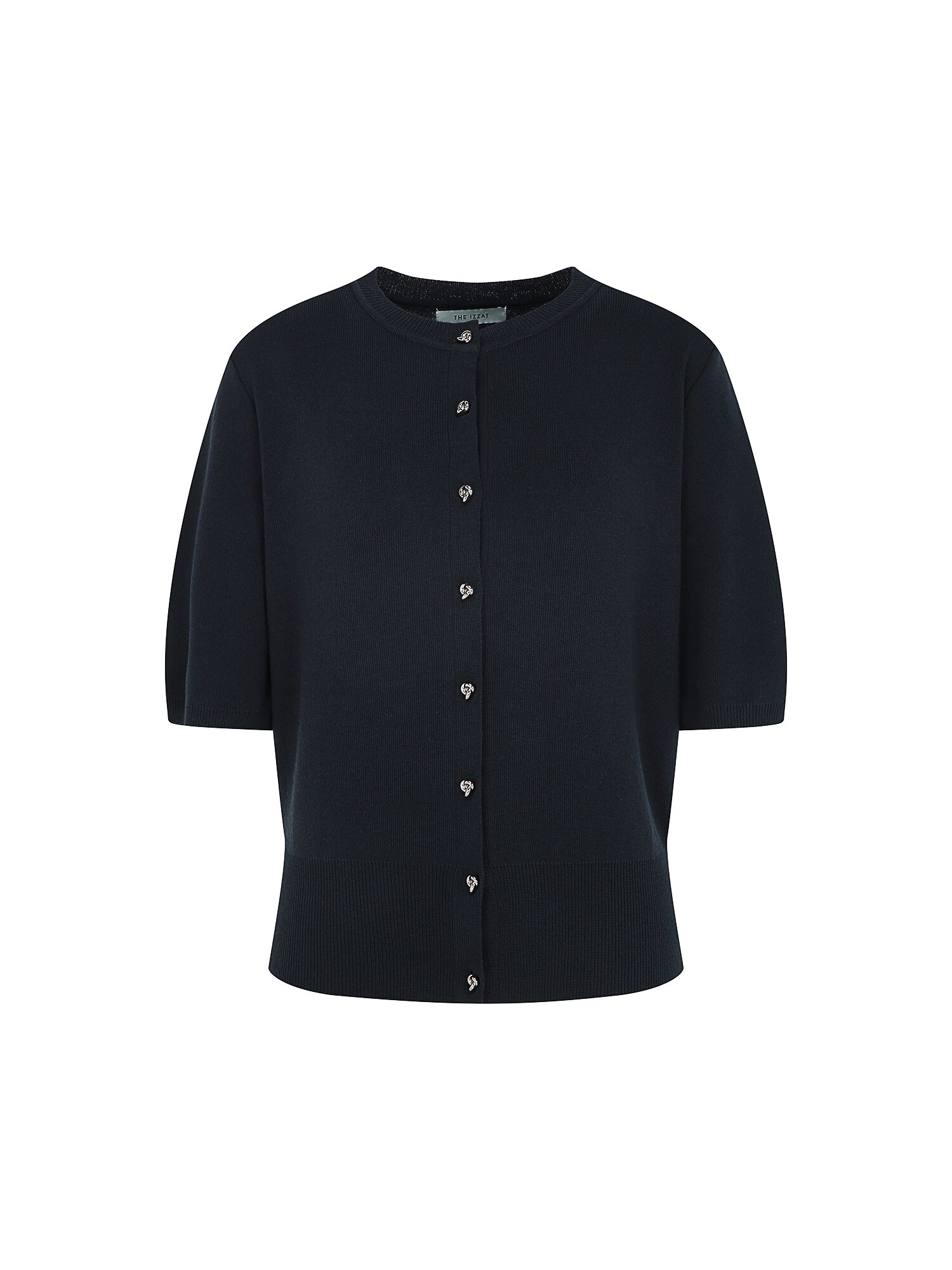 린넨 메탈 버튼 라운드넥 가디건 (NAVY)