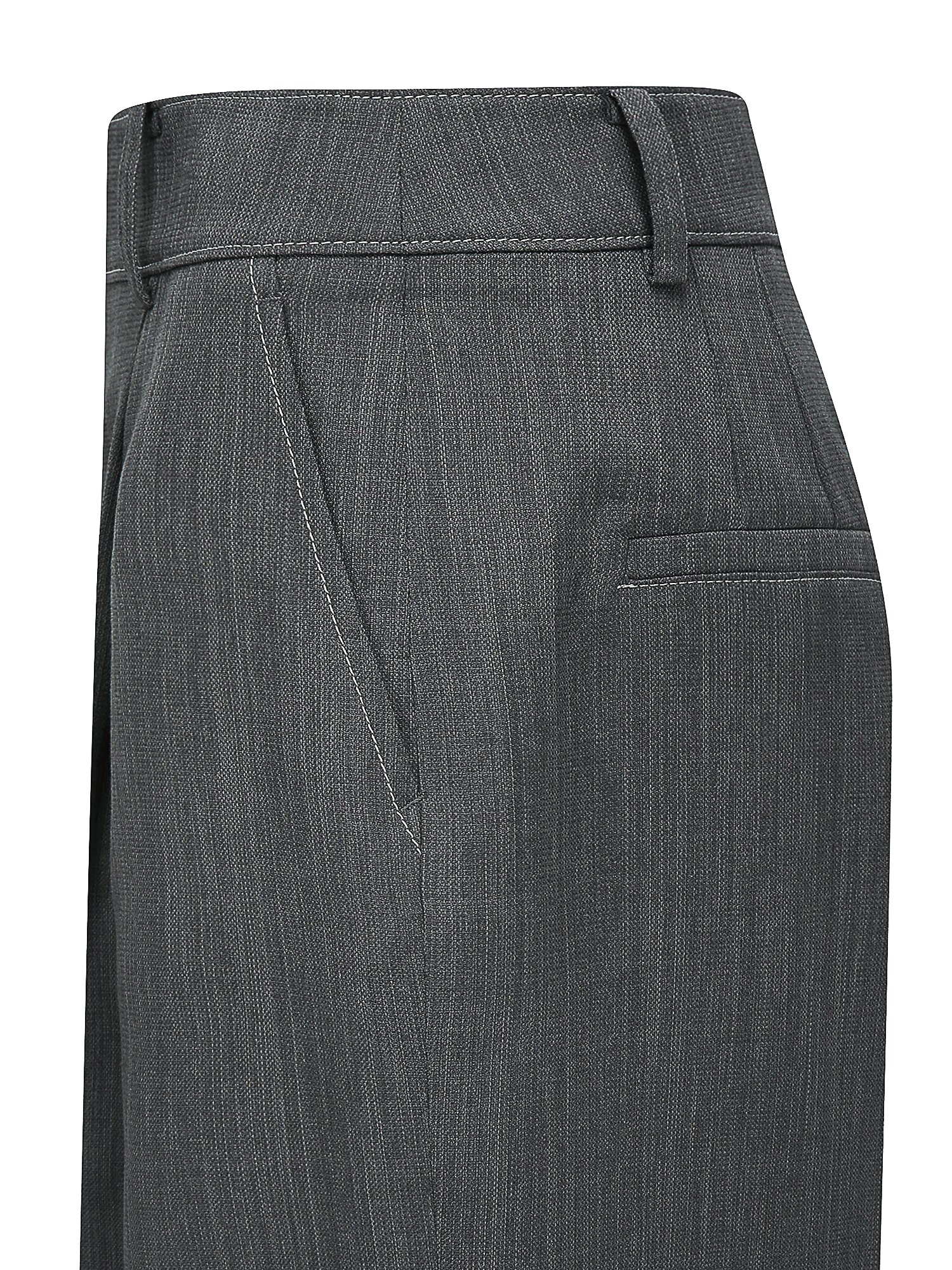 린넨 스티치 원턱 와이드 팬츠 (DARK GREY)