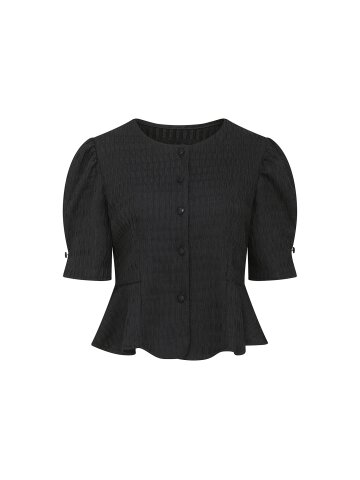 퍼프 슬리브 페플럼 블라우스 