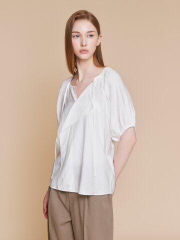 프릴 퍼프 슬리브 블라우스 