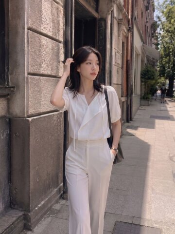 프릴 퍼프 슬리브 블라우스 