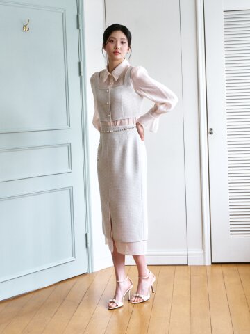 시스루 헴 슬릿 H라인 스커트 