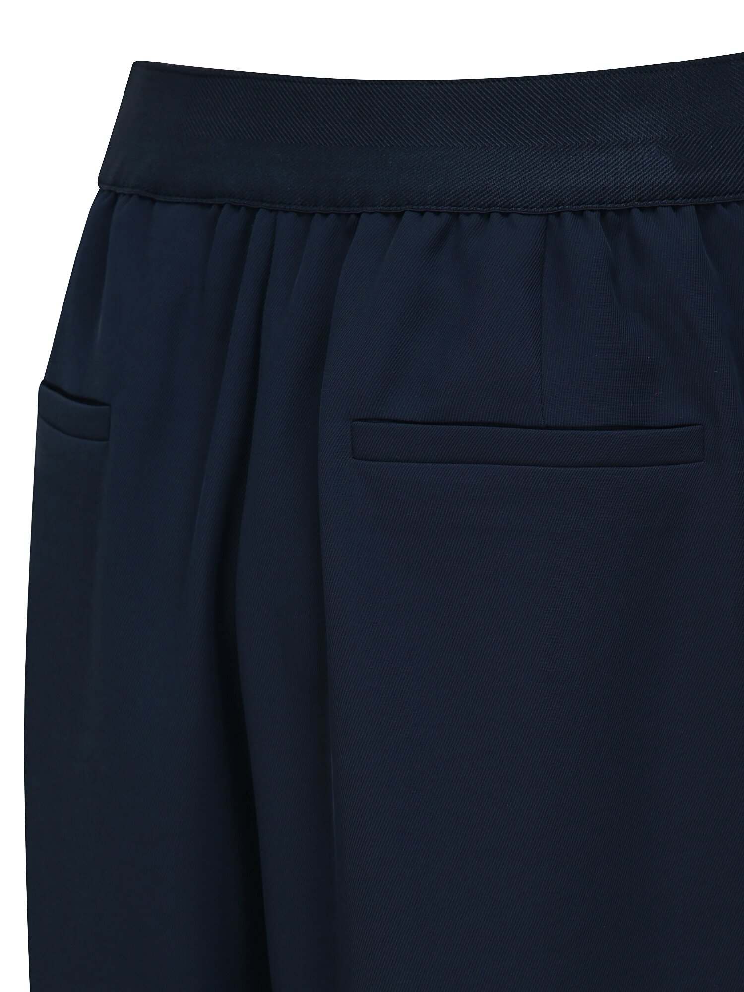 버튼 장식 백 밴딩 와이드 팬츠 (NAVY)