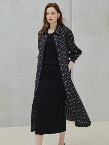 클래식 도트 프린트 셔츠 드레스 