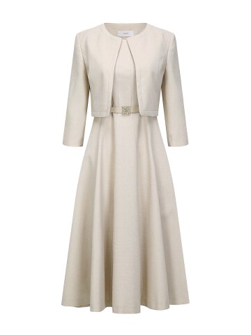 스퀘어 플레어 원피스 +재킷 세트 