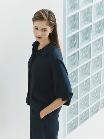 슬리브 버튼 블루종 블라우스 