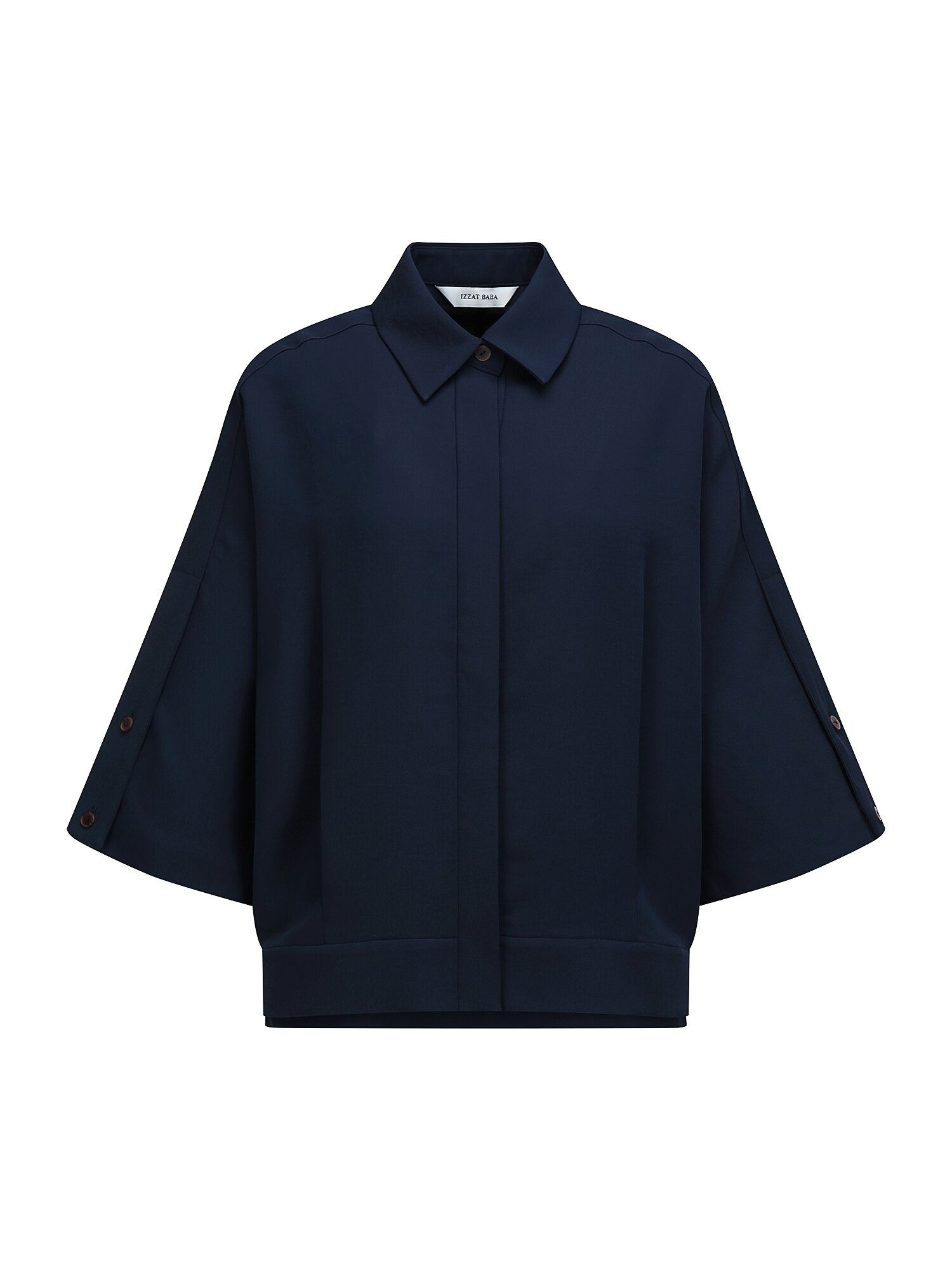 슬리브 버튼 블루종 블라우스 (NAVY)