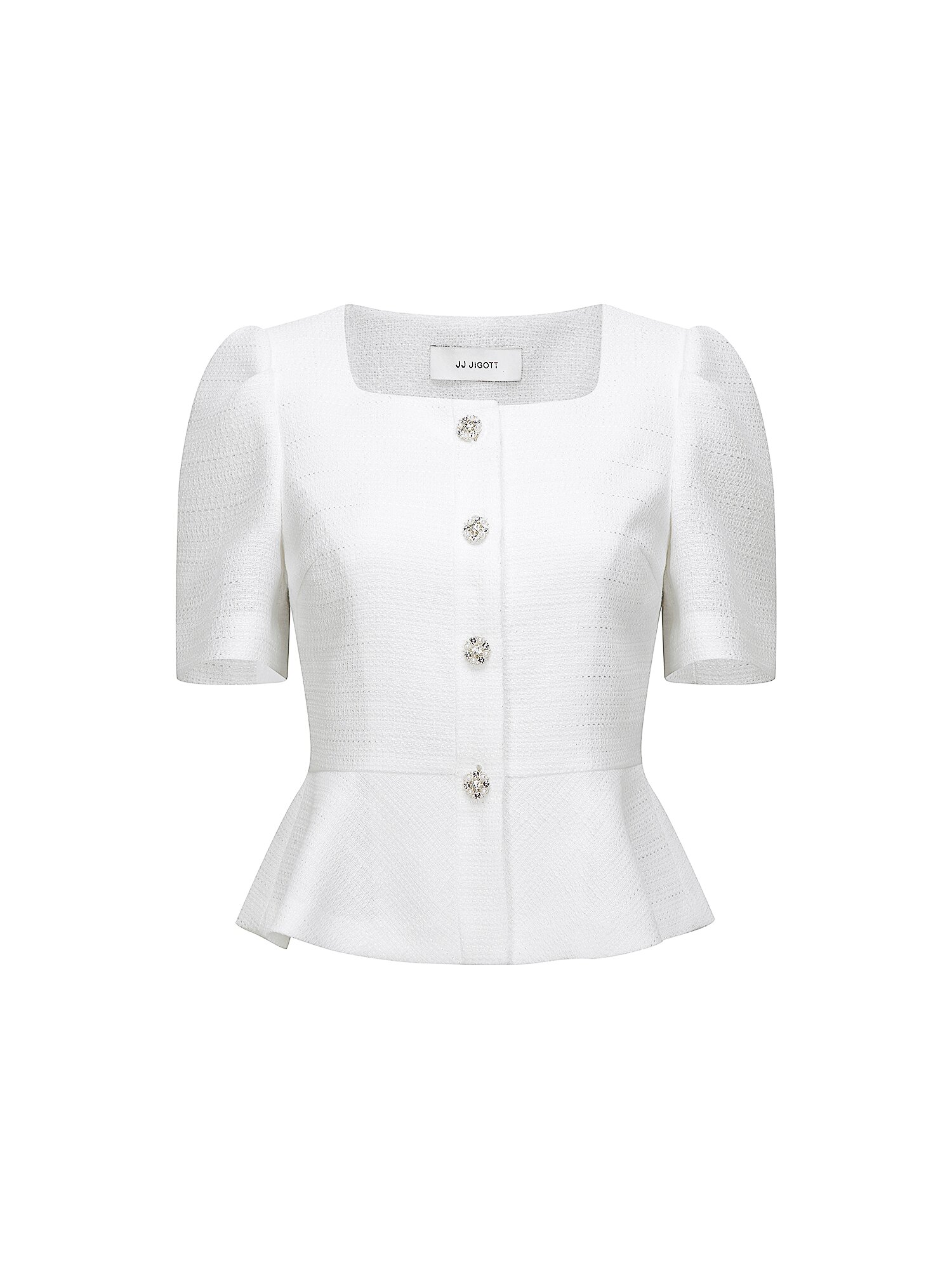 퍼프 스퀘어넥 페플럼 재킷 (WHITE)