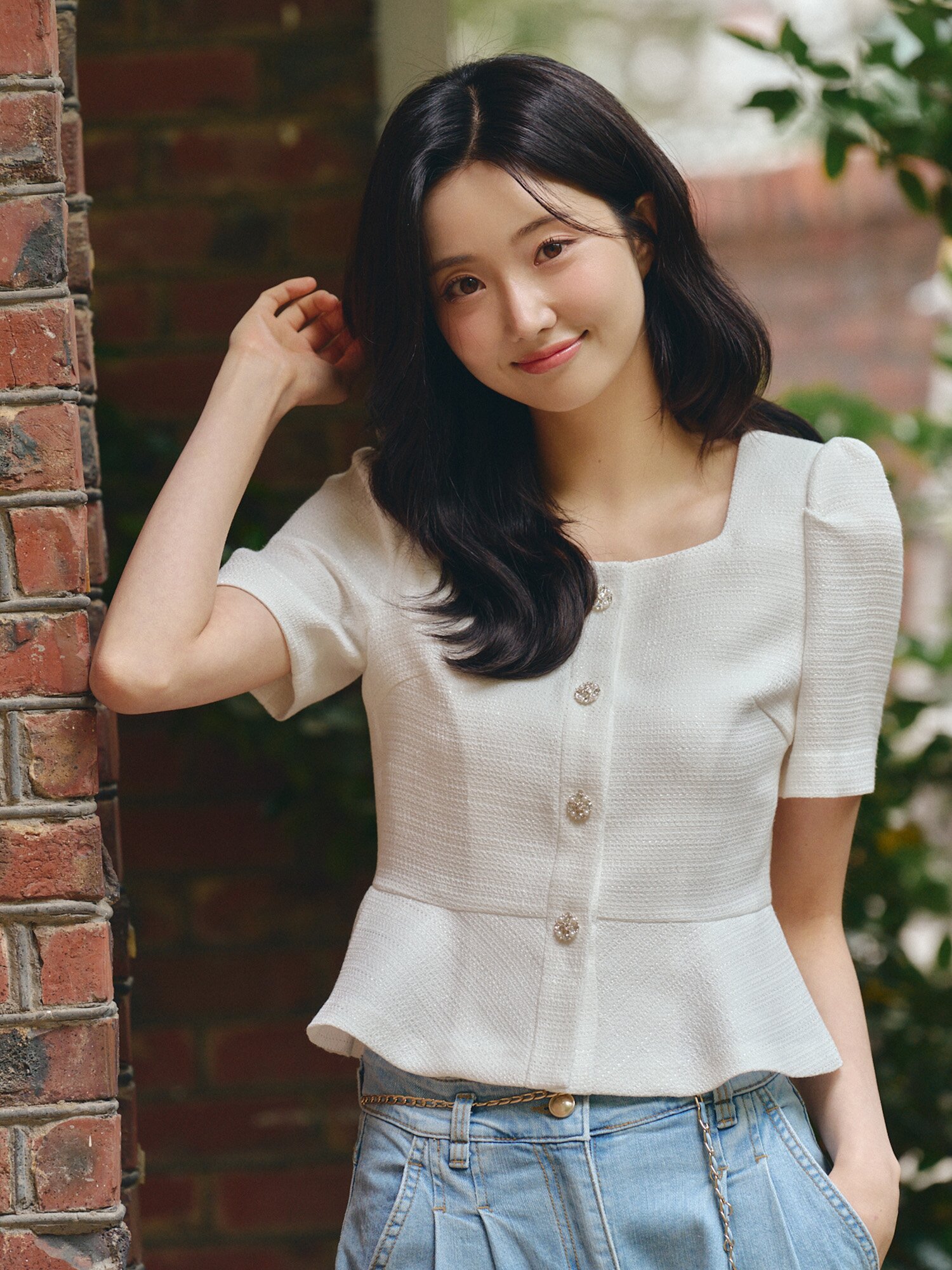 퍼프 스퀘어넥 페플럼 재킷 (WHITE)