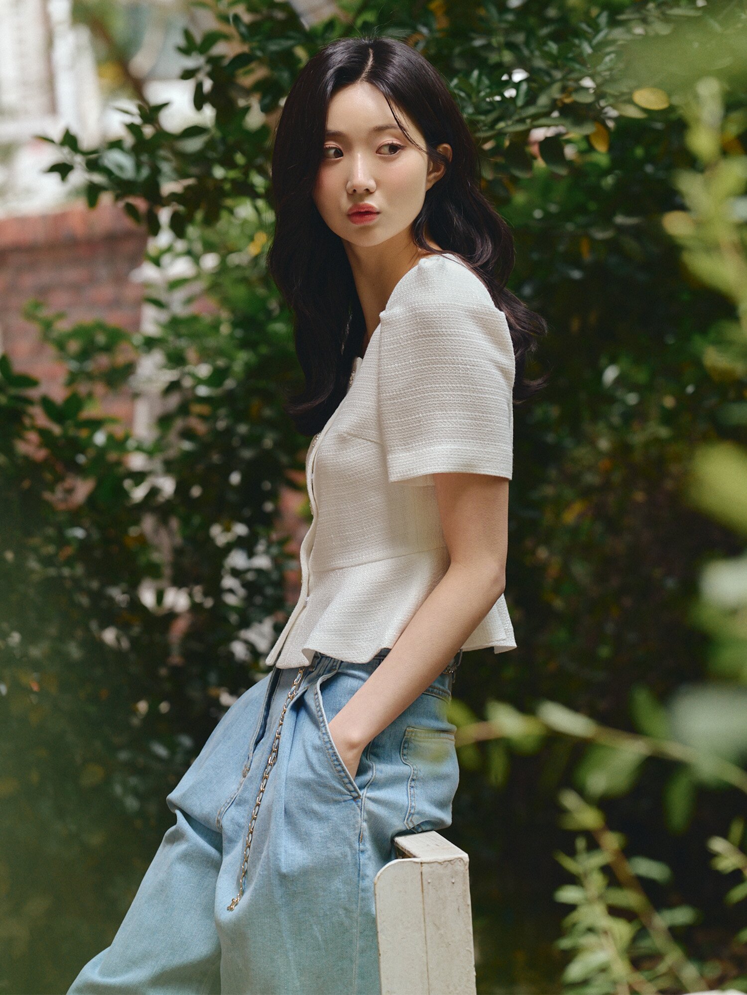 퍼프 스퀘어넥 페플럼 재킷 (WHITE)