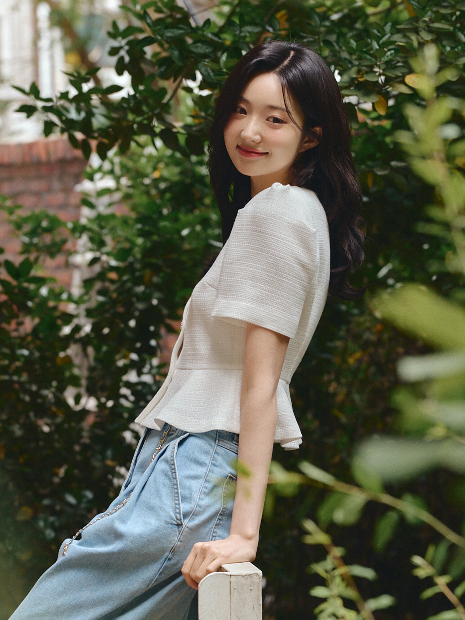 퍼프 스퀘어넥 페플럼 재킷 (WHITE)