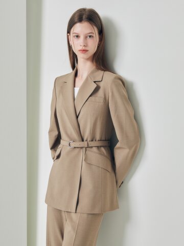 포멀 테일러드 더블 원버튼 재킷 