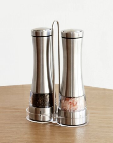 전동 소금후추 그라인더 2P세트+2구 스탠드 패키지