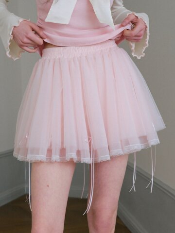 4/16일 예약배송_Cest_Ribbon mesh banding skirt