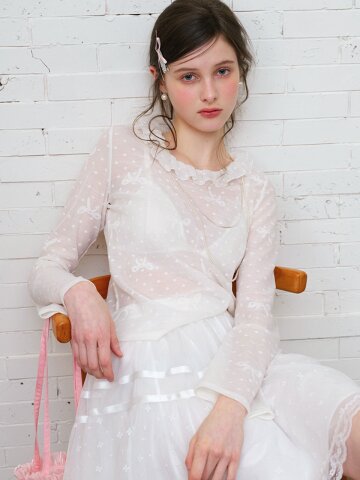 4/16일 예약배송_Cest_See through lace blouse